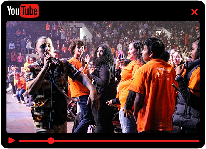 YouTube video frame showing Youth Event LIVE