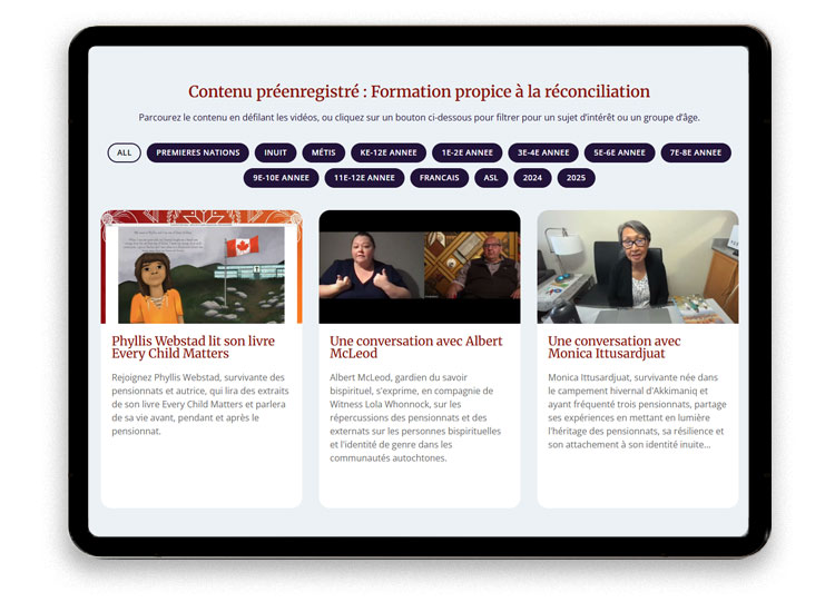 Education Portal Screenshot on Tablet