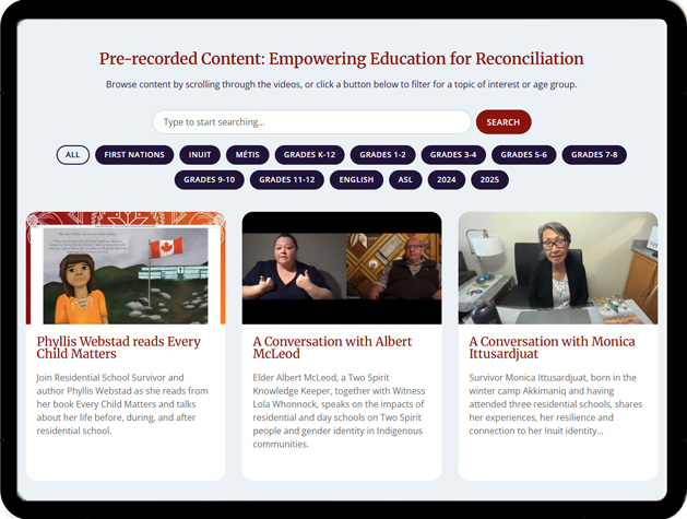 Education Portal Screenshot on Tablet